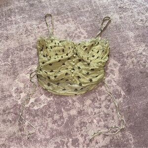 Skylar + Madison Small Floral Green Crop Top Tank Top